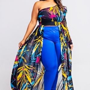 NWOT Tropical Woman's Sheer One Shoulder Top